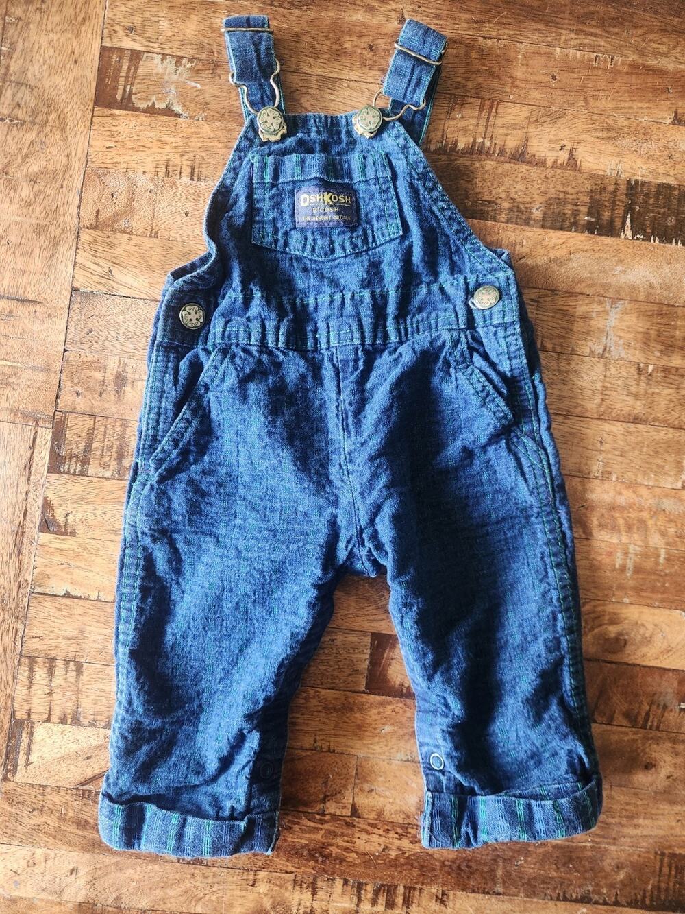 3-6 Month Oshkosh Vintage Overalls Blue And Green